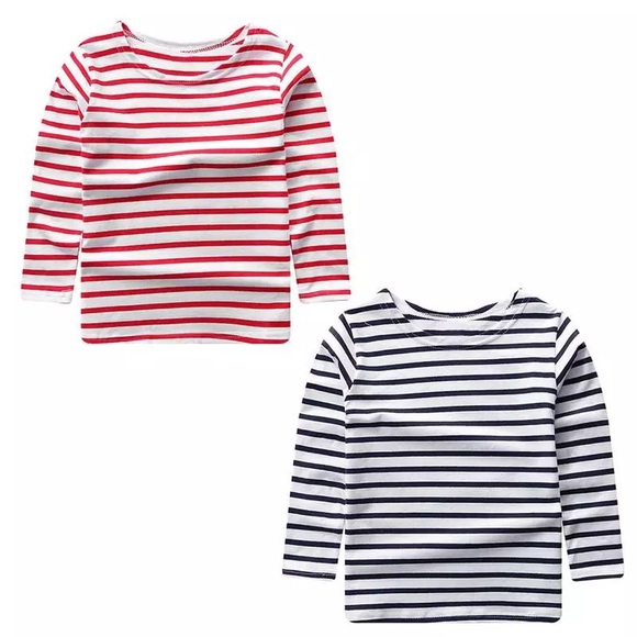 Toddler Kids Striped Long Tee - RED - Picture 2 of 6